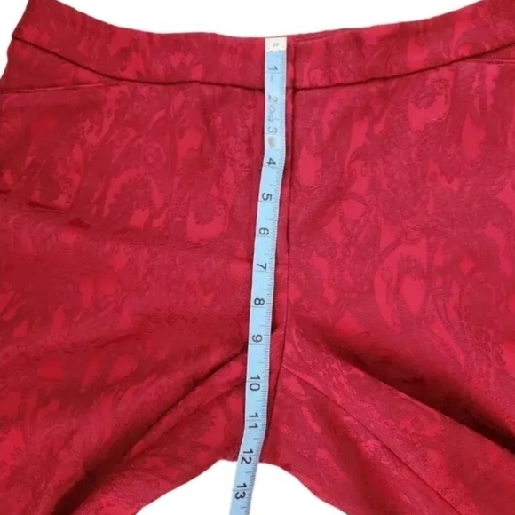 White House Black Market The Slim Ankle Pant Red Size 10 Stretch Paisley Print - Picture 8 of 11